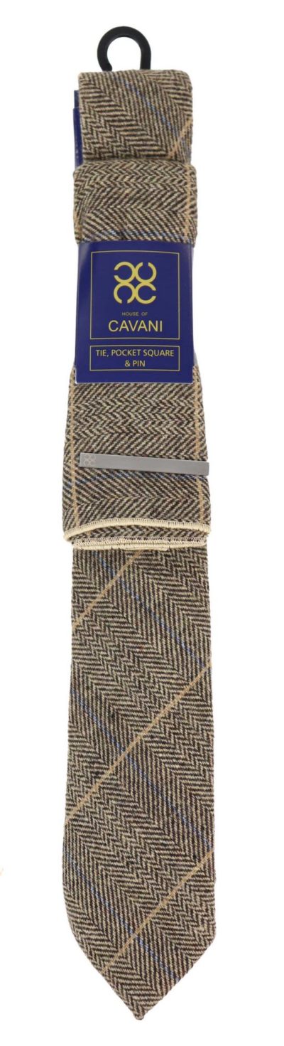 Tweed Herringbone Tie & Hankie Set