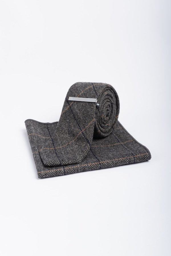 Tweed Herringbone Tie & Hankie Set