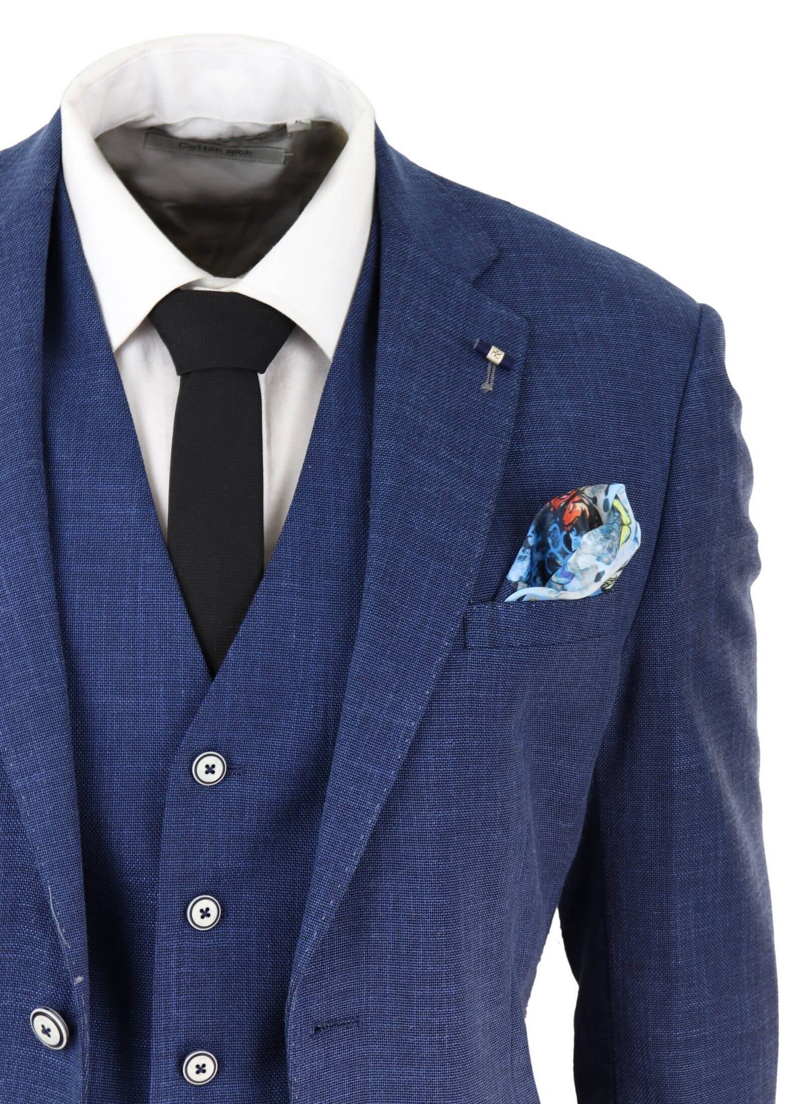 Men's Blue Summer Linen Suit - Image 3