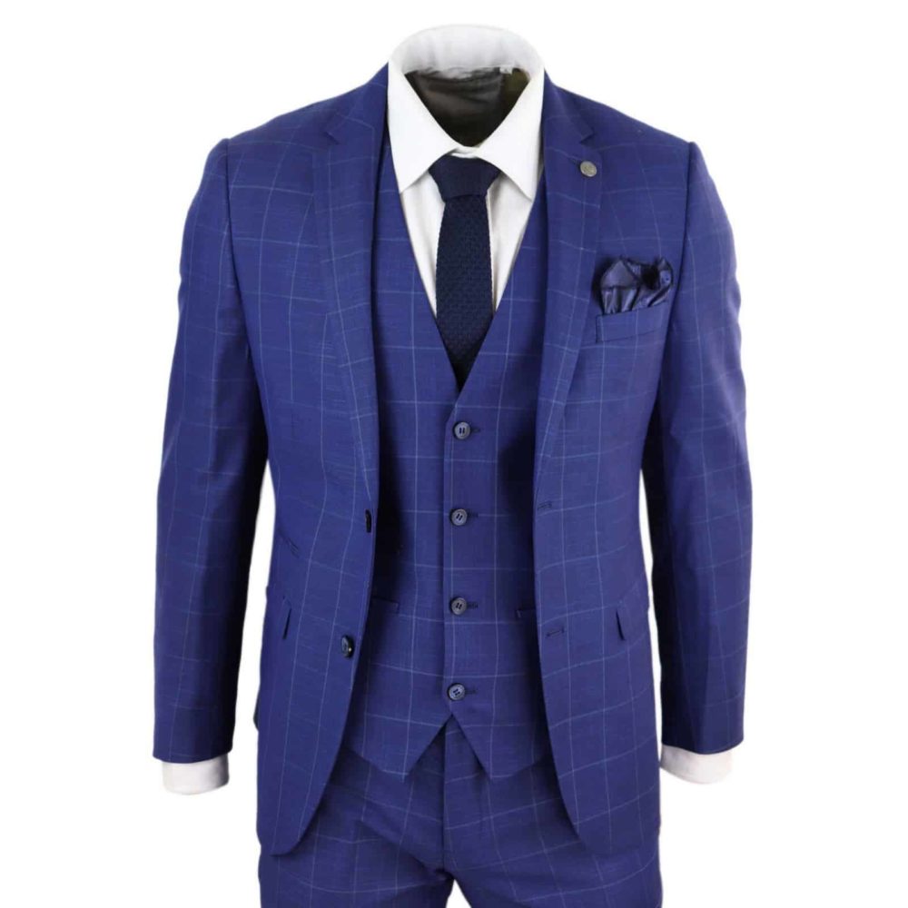 Royal Blue Windowpane Check Suit