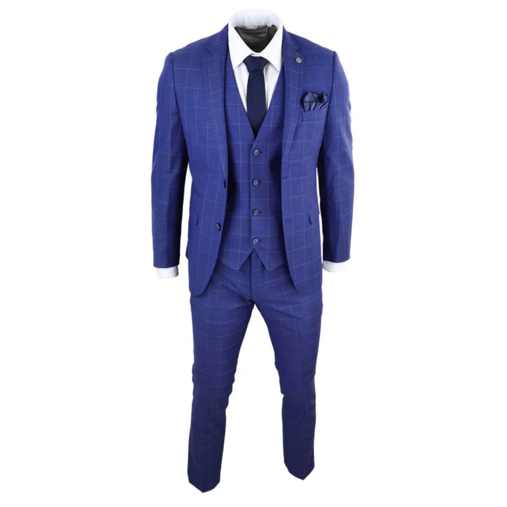 Royal Blue Windowpane Check Suit