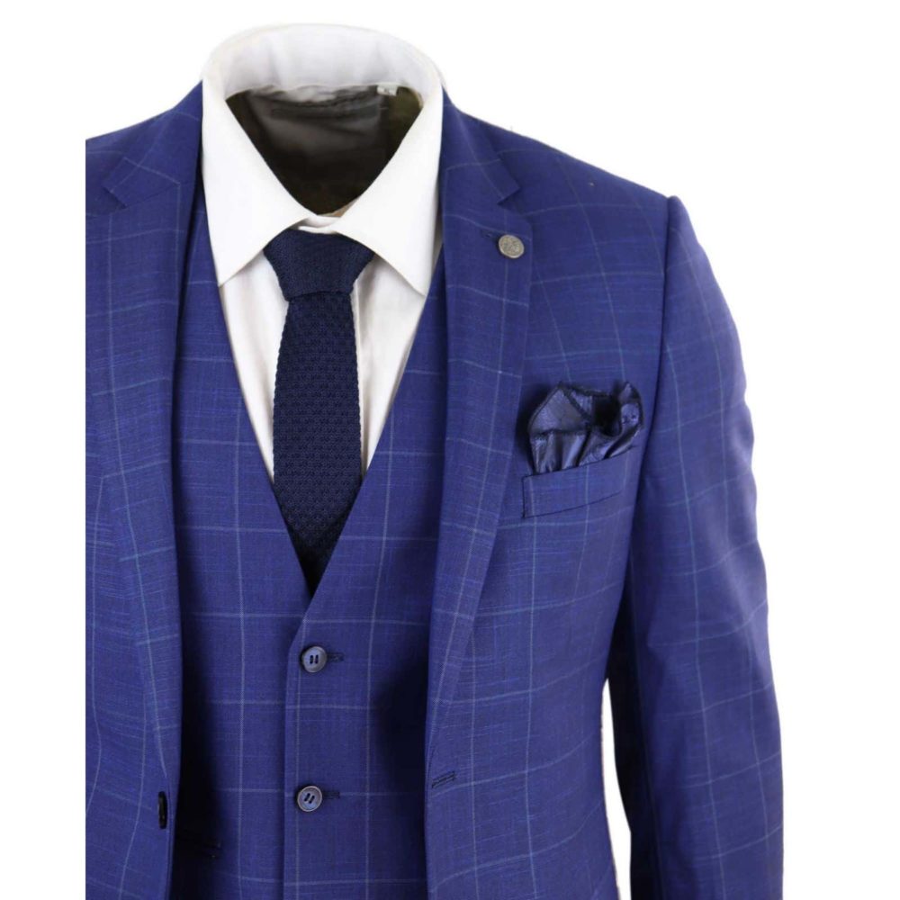 Royal Blue Windowpane Check Suit